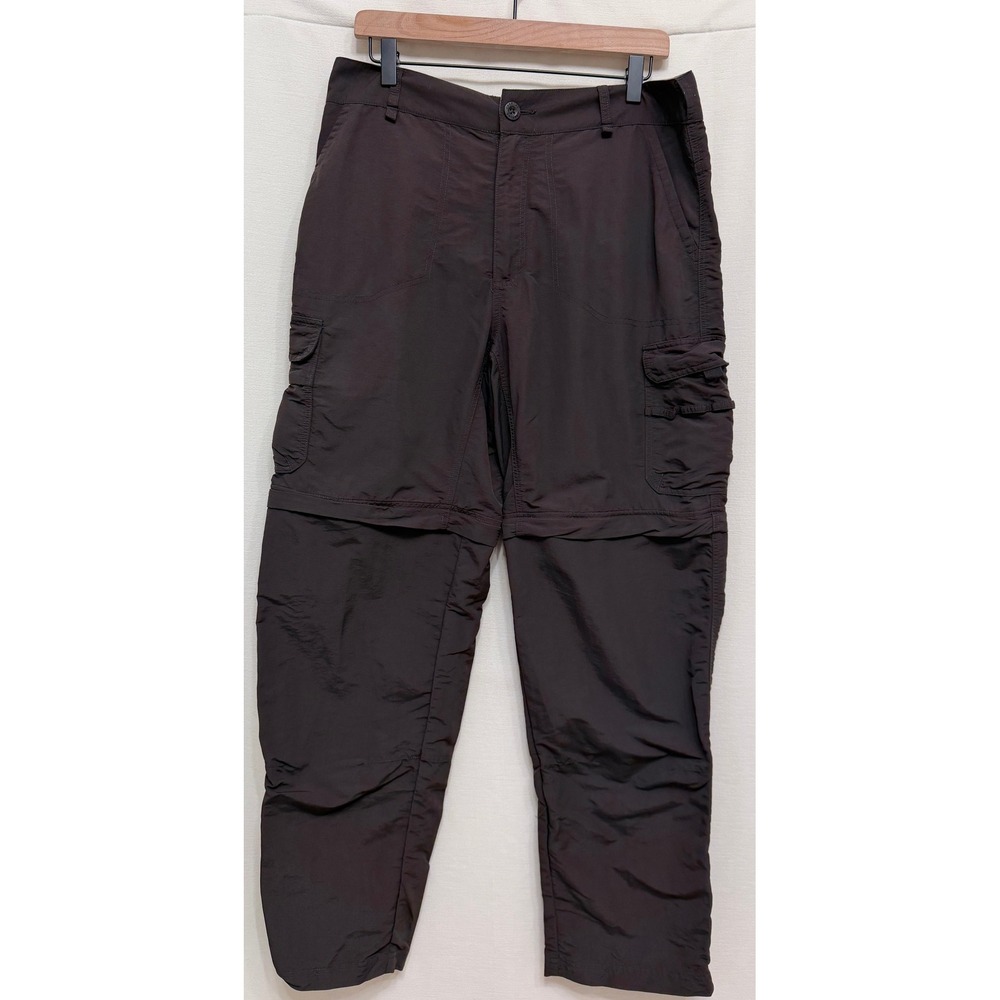Cabela's Men Convertible Cargo Hiking Pants Dark Brown 34x32 Zips Into Shorts